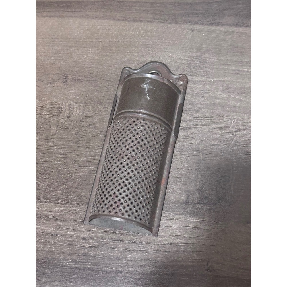 Antique Tin Nutmeg Grater with Storage Compartment Primitive Kitchen Tool 6 Inch